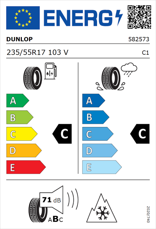 Tyre Label for Dunlop SP Winter Sport 5 SUV 235/55R17 103V